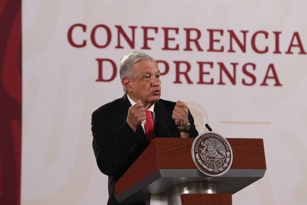 Mexican President Daily Press Conference MEXICO CITY, MEXICO - APRIL 1, 2022: Mexico™s President, Andres Manuel Lopez Obrador, gestures while talk during his Daily Morning briefing Conference at National Palace. On April 1, 2022 in Mexico City, Mexico. (Photo by Ismael Rosas Eyepix Group) Copyright: xIsmaelxRosas xEyepixxGroupx EYEPIX_IR_01042022_59367