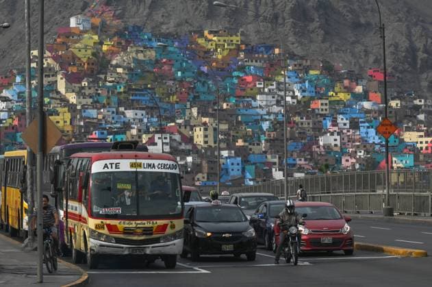 Daily Life In Lima During The Covid-19 Pandemic Painted houses on the San Cristobal hill in neighborhood of Leticia del Rimac. The project in Lima s Leticia neighborhood started only ten months ago and is being headed by muralists Carla Magan and Daniel Manrique with an objective to improve the lives of those in the COVID-hit community and promoting tourism. On Friday, 01 April, 2022, in Lima, Peru. Lima Peru  Copyright: xArturxWidakx originalFilename: widak-dailylif220401_npCRE.jpg