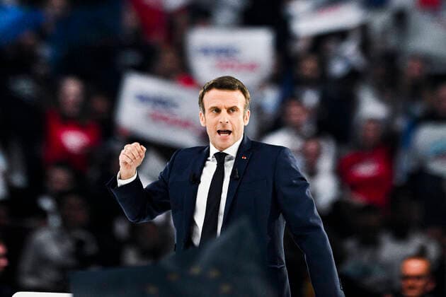 News Themen der Woche KW13 News Bilder des Tages Discours d Emmanuel Macron - president de la Republique sortant - candidat a sa propre reelection NEWS : Grand Meeting d Emmanuel Macron - Paris - 02 04 2022 JBAutissier Panoramic 