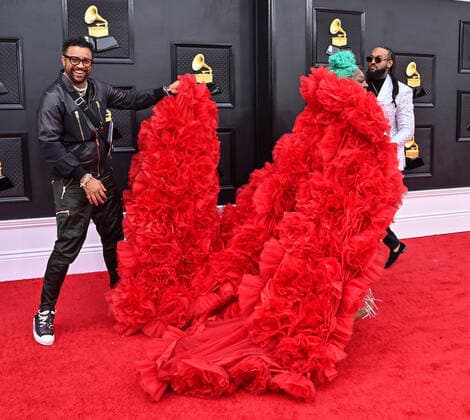 Shaggy and Spice arrive for the 64th annual Grammy Awards at the MGM Grand Garden Arena in Las Vegas, Nevada on Sunday, April 3, 2022.  LAV20220403176 JIMxRUYMEN