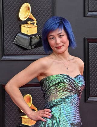 Jennifer Koh arrives for the 64th annual Grammy Awards at the MGM Grand Garden Arena in Las Vegas, Nevada on Sunday, April 3, 2022.  LAV20220403202 JIMxRUYMEN