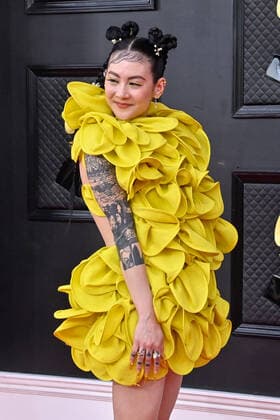 Michelle Zauner arrives for the 64th annual Grammy Awards at the MGM Grand Garden Arena in Las Vegas, Nevada on Sunday, April 3, 2022.  LAV20220403242 JIMxRUYMEN