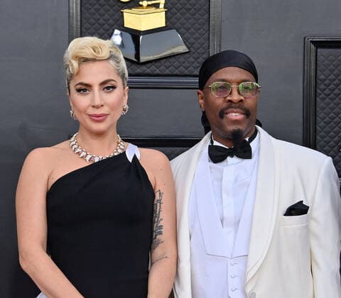 Lady Gaga and Michael Bearden arrive for the 64th annual Grammy Awards at the MGM Grand Garden Arena in Las Vegas, Nevada on Sunday, April 3, 2022.  LAV20220403382 JIMxRUYMEN