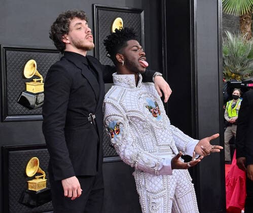 Entertainment Themen der Woche KW13 Entertainment Bilder des Tages Jack Harlow and Lil Nas X arrive for the 64th annual Grammy Awards at the MGM Grand Garden Arena in Las Vegas, Nevada on Sunday, April 3, 2022.  LAV20220403484 JIMxRUYMEN