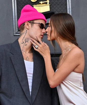 Entertainment Themen der Woche KW13 Entertainment Bilder des Tages Justin Bieber and Hailey Bieber arrive for the 64th annual Grammy Awards at the MGM Grand Garden Arena in Las Vegas, Nevada on Sunday, April 3, 2022.  LAV20220403671 JIMxRUYMEN