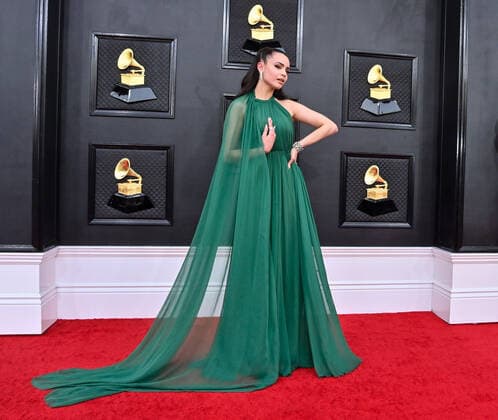 Sofia Carson arrives for the 64th annual Grammy Awards at the MGM Grand Garden Arena in Las Vegas, Nevada on Sunday, April 3, 2022.  LAV20220403646 JIMxRUYMEN