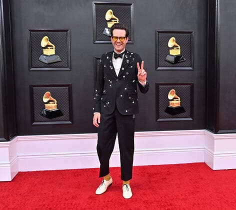 Mayer Hawthorne arrives for the 64th annual Grammy Awards at the MGM Grand Garden Arena in Las Vegas, Nevada on Sunday, April 3, 2022.  LAV20220403349 JIMxRUYMEN