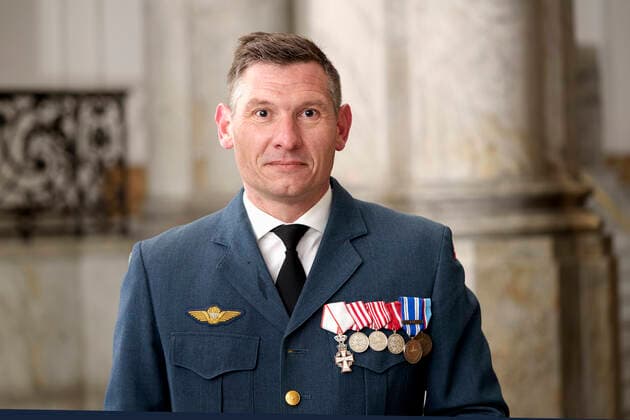 Oberstloejtnant Jesper Bjerg Kristiansen, Broenderslev . takkede for Ridderkorset ved den Offentlige audiens paa Christiansborg Slot, mandag den 4. april 2022 , Copenhagen Copyright: KeldxNavntoft KeldxNavntoftx COP10552 spdk20220404-145351-L