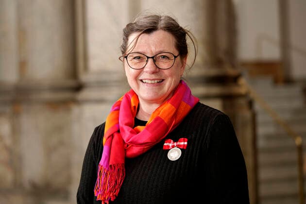 Fagkonsulent i Skattestyrelsen Dorthe Astrid Lindberg , Hoersholm , takkede for Fortjenstmedaljen ved den Offentlige audiens paa Christiansborg Slot, mandag den 4. april 2022 , Copenhagen Copyright: KeldxNavntoft KeldxNavntoftx COP10552 spdk20220404-145542-L