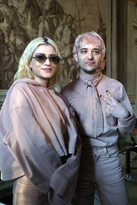 Bologna, April 4, 2022 - Press conference for the presentation of the charity concert Tocca A Noi, Musica Per La Pace . Fundraising for Save The Children association in favor of children victims of the war in Ukraine - in the pic: Veronica Lucchesi e Dario Mangiaracina, members of the group Ã¢& x80;& x9c;La Rappresentante Di ListaÃ¢& x80;& x9d;, organisers of the event. Photo: Michele Nucci