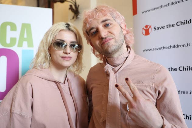 Bologna, April 4, 2022 - Press conference for the presentation of the charity concert Tocca A Noi, Musica Per La Pace . Fundraising for Save The Children association in favor of children victims of the war in Ukraine - in the pic: Veronica Lucchesi e Dario Mangiaracina, members of the group Ã¢& x80;& x9c;La Rappresentante Di ListaÃ¢& x80;& x9d;, organisers of the event. Photo: Michele Nucci