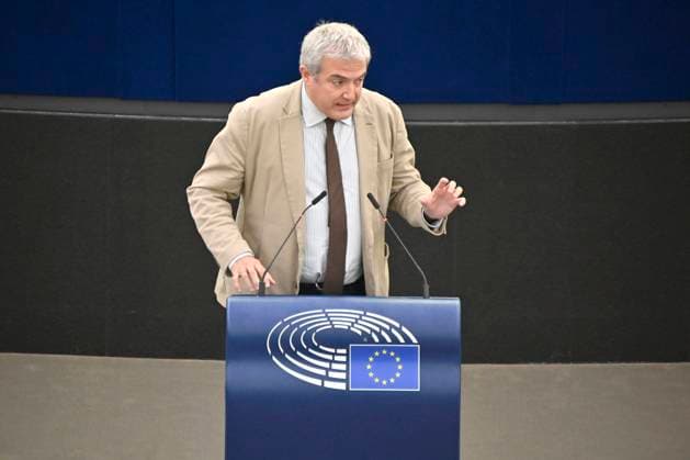 Marco Campomenosi bei einer Plenartagung zum Ergebnis des EU-China-Gipfels im Plenarsaal des Europäischen Parlaments. Straßburg, 05.04.2022 *** Marco Campomenosi at a plenary session on the outcome of the EU-China Summit in the plenary hall of the European Parliament Strasbourg, 05 04 2022. Foto:xD.xAnoraganingrumx xFuturexImage