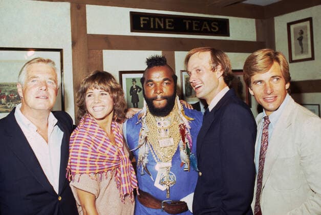George Peppard, Melinda Culea, Mr. T, Dwight Schultz and Dirk Benedict Circa 1980 s Copyright: xRalphxDominguez MediaPunchx