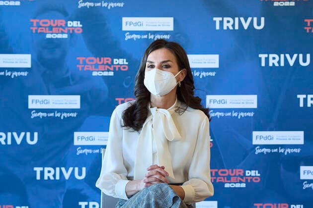 07-04-2022 Millan Queen Letizia attend the announcement of the winner of the Princess of Girona foundation award 2022 in the category social at the Riojaforum in San Millan. No Spain Â  Copyright: xPPEx