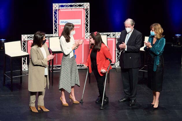 07-04-2022 Millan Queen Letizia attend the announcement of the winner of the Princess of Girona foundation award 2022 in the category social at the Riojaforum in San Millan. No Spain Â  Copyright: xPPEx