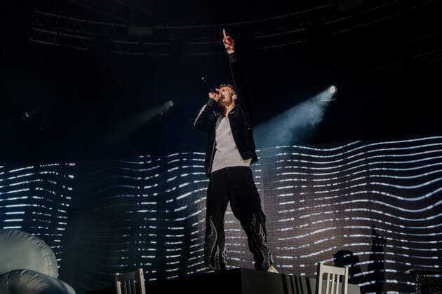 Italian singer and Sanremo 2022 winner Blanco in concert at Fabrique in Milan, Italy, on April 6 2022