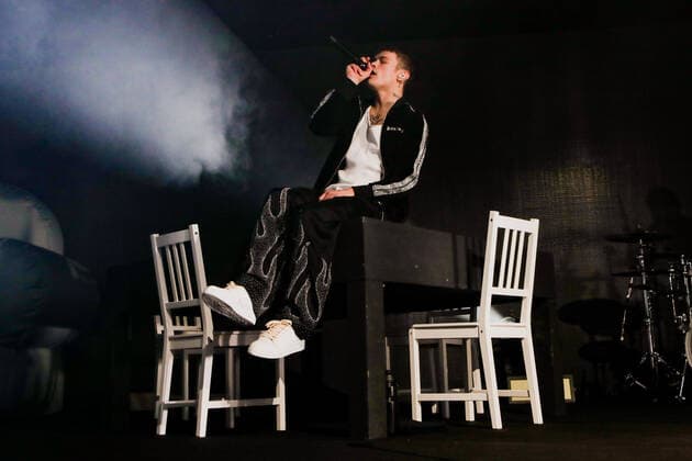 Italian singer and Sanremo 2022 winner Blanco in concert at Fabrique in Milan, Italy, on April 6 2022