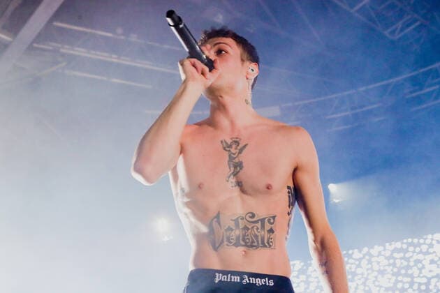 Italian singer and Sanremo 2022 winner Blanco in concert at Fabrique in Milan, Italy, on April 6 2022