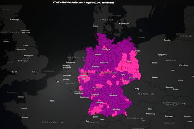 Dashboard des RKI, die 7-Tage-Inzidenz liegt nun bei 1181,2 7-Tage-Inzidenz, Dashboard des RKI auf einem Monitor am 08.04.2022 in Siegen Deutschland.