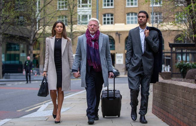 Entertainment Themen der Woche KW14 Insolvenzverfahren gegen Boris Becker in London April 8, 2022, London, England, United Kingdom: Former German tennis star BORIS BECKER, his partner LILIAN DE CARVALHO MONTEIRO and his son NOAH BECKER arrive at Southwark Crown Court in London where he is being prosecuted by the Insolvency Service for not complying with obligations to disclose information after being declared bankrupt. London United Kingdom - ZUMAs262 20220408_zip_s262_009 Copyright: xTayfunxSalcix