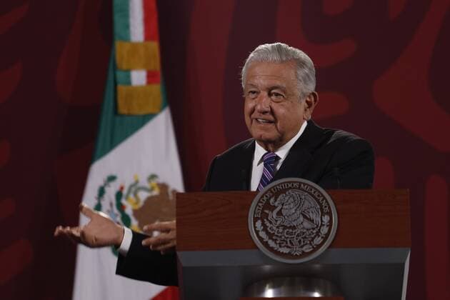 Lopez Obrador Press Conference After REcall Vote Day MEXICO CITY, MEXICO APR 11, 2022: The President of Mexico, AndrÃ s Manuel Lopez Obrador, offers a news conference after the recall vote day where he spoke about citizen participation with more than 16 million people and thanks the Mexicans, who voted for him to continue his term in government. On April 11, 2022 in Mexico City, Mexico. (Photo by Luis Barron Eyepix Group) Copyright: xLuisxBarronx xEyepixxGroupx EYEPIX_LB_11042022_60887