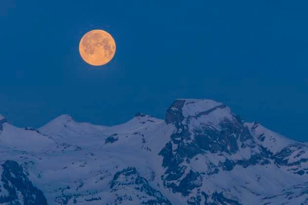  Creative Highlights World Mond, Monduntergang über Schweizer Berge, Rheintal, Mauren, Liechtenstein, Europa *** Moon, moonset over Swiss mountains, Rhine valley, Moors, Liechtenstein, Europe Copyright: imageBROKER/PaulxJ.xTrummer iblplt08178620.jpg