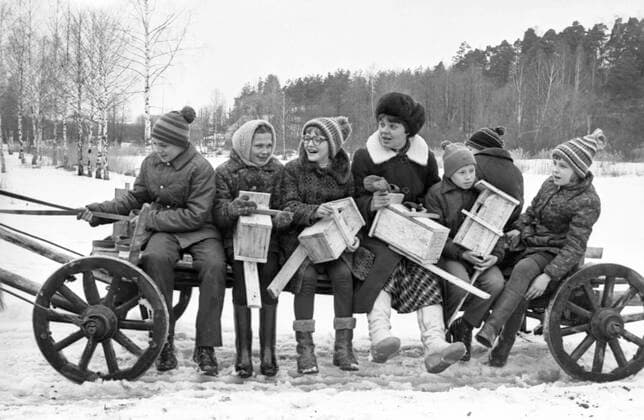 High school teacher Nina Stelmakh 8145990 01.04.1983 Byelorussian SSR. Nina Stelmakh, a history teacher in Kameno, Minsk Region and her students are going to hang bird houses. ? ?????? ?????? Minsk region Belarus  Copyright: x? ??????x??????x