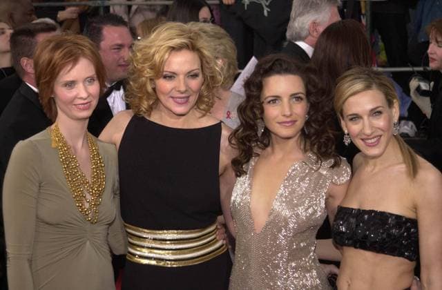 Cynthia Nixon, Kim Cattrall, Kristin Davis and Sarah Jessica Parker at the 7th Annual Screen Actors Guild Awards, held at the Shrine Auditorium, Los Angeles, 03-11-01 , 10564684.jpg, group, blonde, auburn, female, brunette, formalwear, famous, event, talent, star,