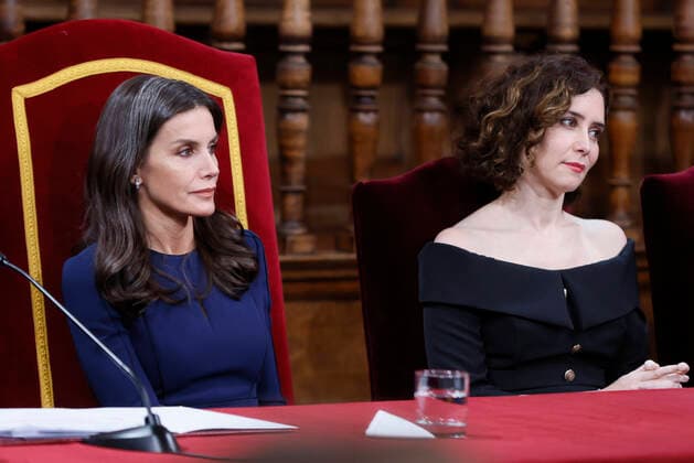 22-04-2022 Madrid Queen Letizia and King Felipe during the Miguel de Cervantes, Spanish literature 2021 prize to Cristina Peri Rossi in the auditorium of the university of Alcala, Alcala de Henares, in Madrid. No Spain Â  Copyright: xPPEx