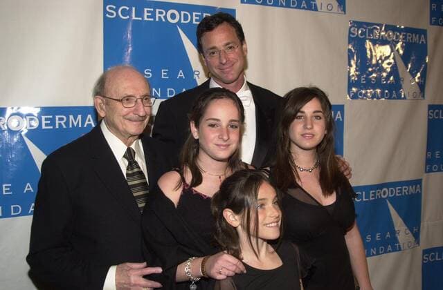 Bob Saget, his dad Ben Saget and his daughters Laura, Aubrey and Jennie at the Cool Comedy - Hot Cusine gala benefiting the Scleroderma Research Foundation, Regent Beverly Wilshire, Beverly Hills, CA 11-01-02 , 11636222.jpg, event, famous, person, star, fame, talent, celebrity, popular, people, entertainment,