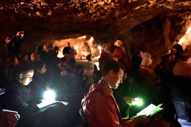 Tschechien, Konzert in einer Höhle in Brno Concert in a Cave as a Human Range of Streams and Rivers was organized by the Brno Contemporary Orchestra in the Vypustek Cave near Krtiny in Blansko, Czech Republic, on Sunday, April 24, 2022. (CTKxPhoto VaclavxSalek) CTKPhotoP2022042406330  sal 16k