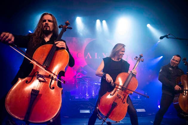 April 24, 2022, Calgary, Alberta, Canada: (L-R) Eicca Toppinen, Perttu Kivilaakso and Paavo LoÂ¶tjoÂ¶nen of Apocalyptica perform in concert in in Calgary, Alberta. Calgary Canada - ZUMAr123 20220424_zap_r123_028 Copyright: xBadenxRothx