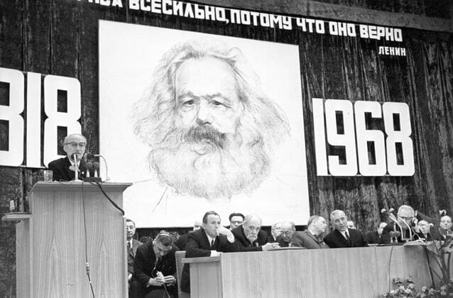 Robert Longe, the great-grandson of Karl Marx 833832 25.04.1968 Moscow, Russia. Robert Longe, the great-grandson of Karl Marx on rostrum at a joint scientific conference dedicated to Marx s 150th birth anniversary. V. Akimov Sputnik Moscow Russia  Copyright: xV.xAkimovx