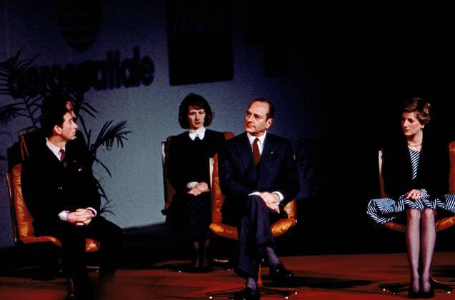 Prinz Charles und Prinzessin Diana treffen Frankreichs Präsident Jacques Chirac, Frankreich um 1988. Copyright: HartwigxValdmanis Nur redaktionelle Nutzung. Editorial usage only. UnitedArchivesVAL_720000448