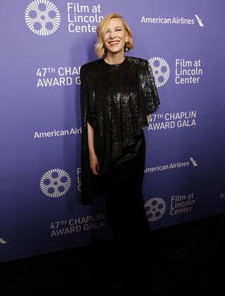 Cate Blanchett arrives on the red carpet at the 47th Chaplin Award Gala honoring Cate Blanchett at Alice Tully Hall, Lincoln Center in New York City on Monday, April 25, 2022.  NYP20220425158 JohnxAngelillo