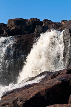 Creative Highlights World A waterfall in the Muskoka region of Ontario, Canada , 1363506.jpg, beauty in nature , color image , canada, cataract, day, nature, nobody, ontario, outdoors, photograph, river, sky, spray, torrent, vertical, water, waterfall,