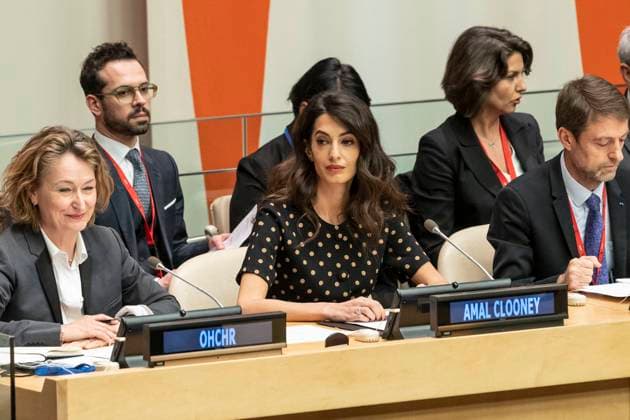 Bilder des Jahres 2022, Entertainment 04 April Entertainment Themen der Woche KW17 Ensuring accountability for atrocities committed in Ukraine Co-President of the Clooney Foundation for Justice Amal Clooney attends ensuring accountability for atrocities committed in Ukraine meeting at UN Headquarters New York New York United States Copyright: LevxRadin