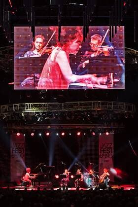 Japanese jazz pianist Hiromi Uehara performed together with a string quartet at the Bobycentrum in Brno, Czech Republic, on April 28, 2022. (CTKxPhoto PatrikxUhlir) CTKPhotoP2022042808980  put 08