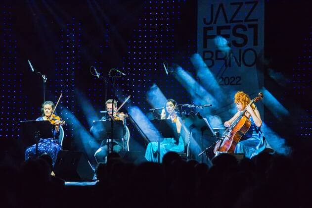 Japanese jazz pianist Hiromi Uehara (not seen) performed together with a string quartet at the Bobycentrum in Brno, Czech Republic, on April 28, 2022. (CTKxPhoto PatrikxUhlir) CTKPhotoP2022042809093  put 13