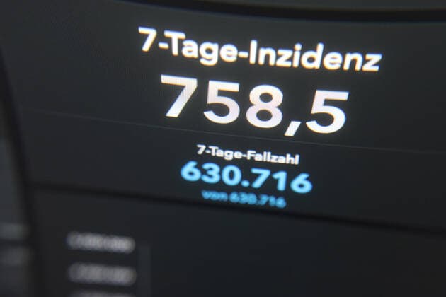Dashboard des RKI, die 7-Tage-Inzidenz liegt nun bei 758,5 7-Tage-Inzidenz, Dashboard des RKI auf einem Monitor am 29.04.2022 in Siegen Deutschland.