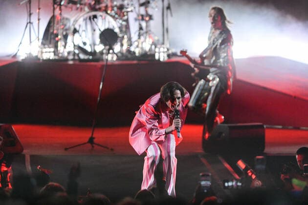 Foto IPP LiveMedia Tiziano Ballabio Verona 28 04 2022 concerto del gruppo musicale dei Maneskin Nella foto: il cantante Damiano David Italy Photo Press - World Copyright 2022 Maneskin live at Arena di V