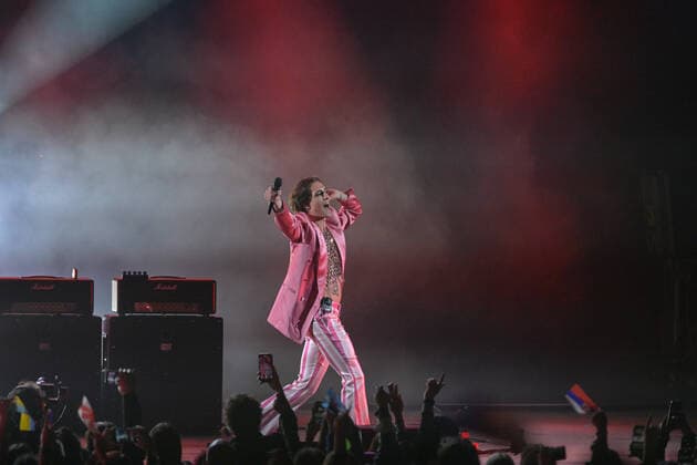 Foto IPP LiveMedia Tiziano Ballabio Verona 28 04 2022 concerto del gruppo musicale dei Maneskin Nella foto: il cantante Damiano David Italy Photo Press - World Copyright 2022 Maneskin live at Arena di V