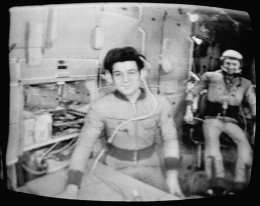 Cosmonauts Pyotr Klimuk and Vitaly Sevastyanov 888614 26.07.1975 Cosmonauts Pyotr Klimuk (spacecraft commander, left) and Vitaly Sevastyanov say goodbye to TV viewers before entering the Soyuz-18 spacecraft to return to Earth. RIA Novosti Sputnik Russia  Copyright: xRIAxNovostix