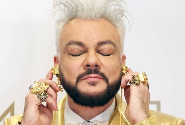 MOSCOW, RUSSIA â€“ APRIL 30, 2022: Singer Filipp Kirkorov is seen before a concert titled Gold 55. The greatest hits marking his 55th birthday at the State Kremlin Palace. Vyacheslav Prokofyev TASS  TS12F2B4
