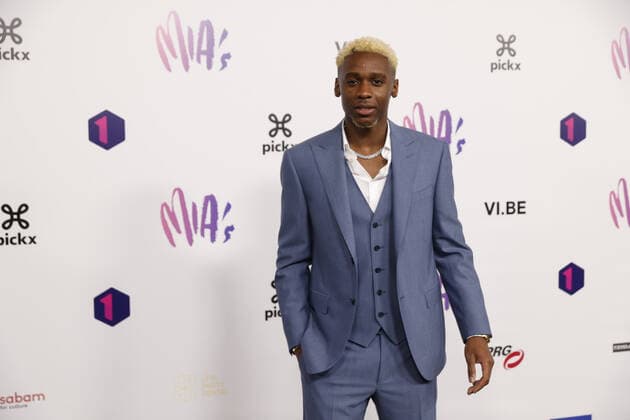 Musician Jeremie Makiese pictured on the red carpet at the arrival for the 14th edition of the MIA s (Music Industry Award) award show, in Brussels, Saturday 30 April 2022. The MIA awards are handed out by the VRT and VI.BE.  JAMESxARTHURxGEKIERE 34342009