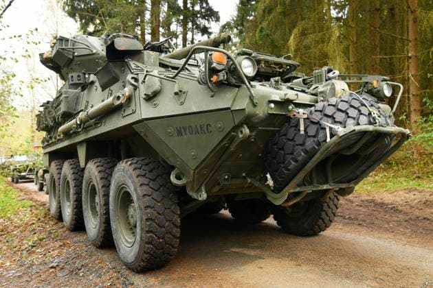 Commemorative meeting to mark WW2 end in bygone village Ruzov, Czech Republic, April 30, 2022, where representatives of U.S. military will arrive from Germany with armored vehicles Stryker Dragoon. (CTKxPhoto MiroslavxChaloupka) CTKPhotoP2022043005838  cha0012k