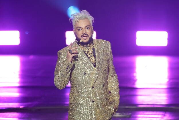 MOSCOW, RUSSIA â€“ APRIL 30, 2022: Singer Filipp Kirkorov performs during a concert titled Gold 55. The greatest hits marking his 55th birthday at the State Kremlin Palace. Vyacheslav Prokofyev TASS  TS12F32D