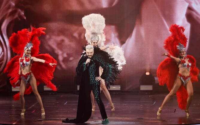 MOSCOW, RUSSIA â€“ APRIL 30, 2022: Singer Filipp Kirkorov performs during a concert titled Gold 55. The greatest hits marking his 55th birthday at the State Kremlin Palace. Vyacheslav Prokofyev TASS  TS12F344