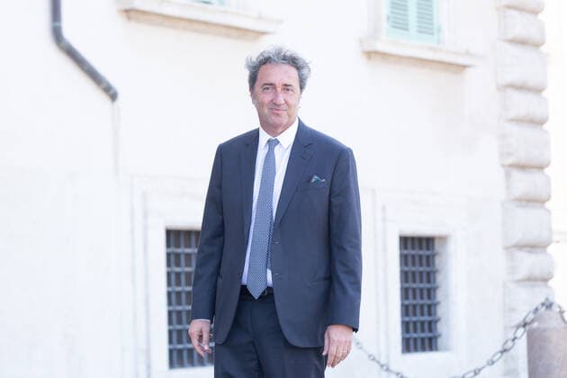 Italy: Nominees for David di Donatello 2022 Awards in Rome Paolo Sorrentino in front of entrance to Quirinal Palace in Rome for presentation ceremony of nominations for David di Donatello 2022 awards Rome Italy Copyright: MatteoxNardone