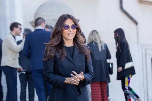 Italy: Nominees for David di Donatello 2022 Awards in Rome Sabrina Ferilli in front of entrance to Quirinal Palace in Rome for presentation ceremony of nominations for David di Donatello 2022 awards Rome Italy Copyright: MatteoxNardone